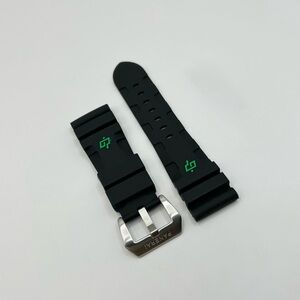 Panerai Rubber Submersible Strap 24mm in BLACK W/  GREEN logo